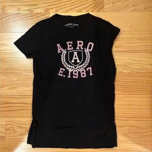 Aeropostale Black Tee with Pink Graphic